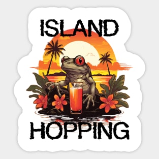 Coqui Frog with Drink - Island Hopping (Black Lettering) Sticker